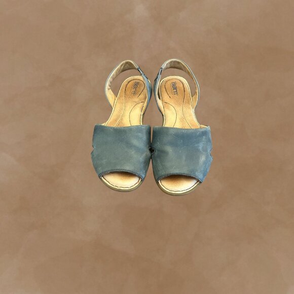 Børn “Trang” Navy Blue Distressed Leather Slingback Sandals — Women’s 9M 🌊👡 - Picture 4 of 4